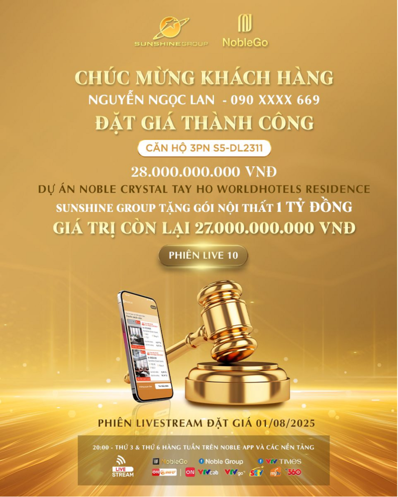 Sky Villa 28 tỷ của Sunshine Group được khách chốt giao dịch nhanh chóng qua NobleGo