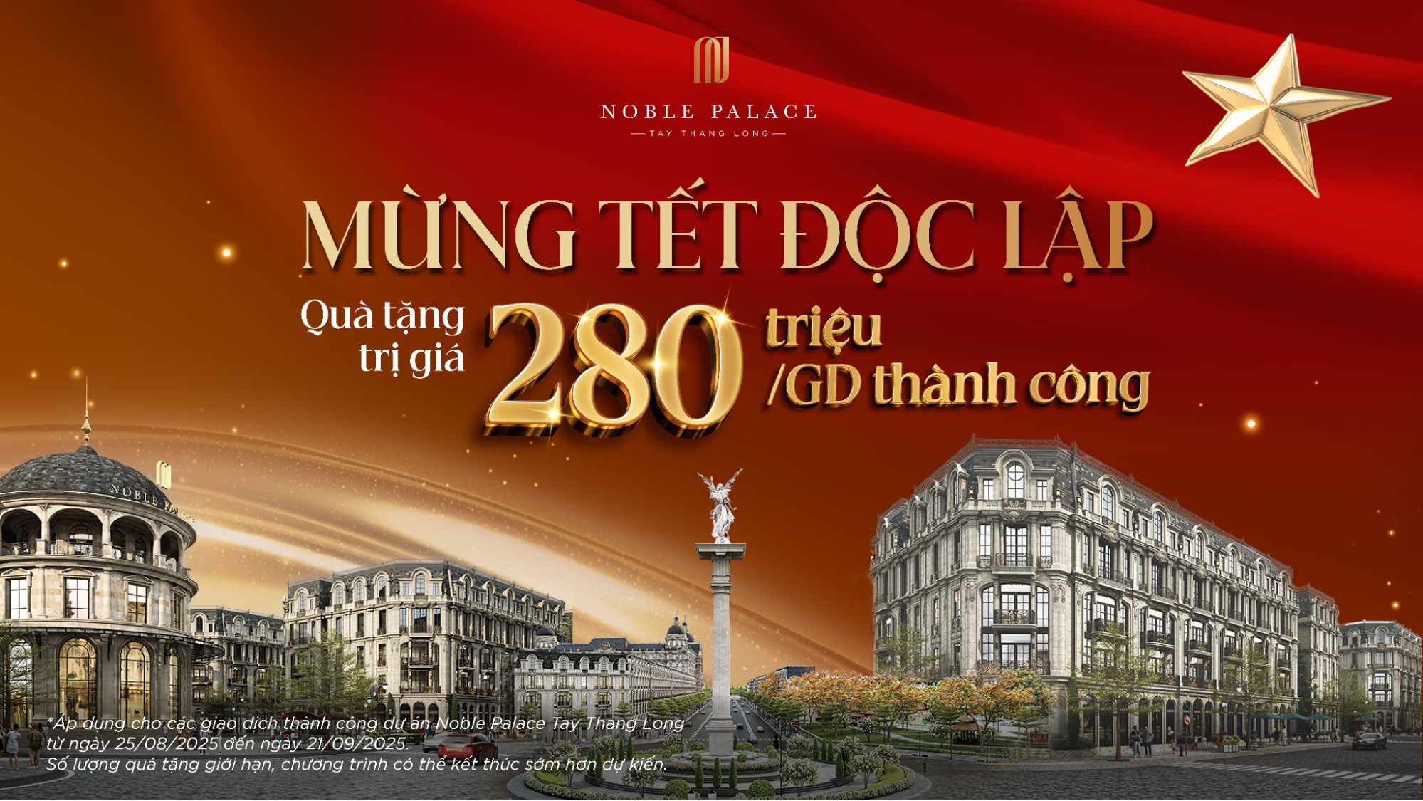 Noble Palace Tay Thang Long WorldHotels Residences công bố chính sách “Mừng Tết Độc Lập” – Quà tặng 280 triệu đồng cho mỗi giao dịch thành công