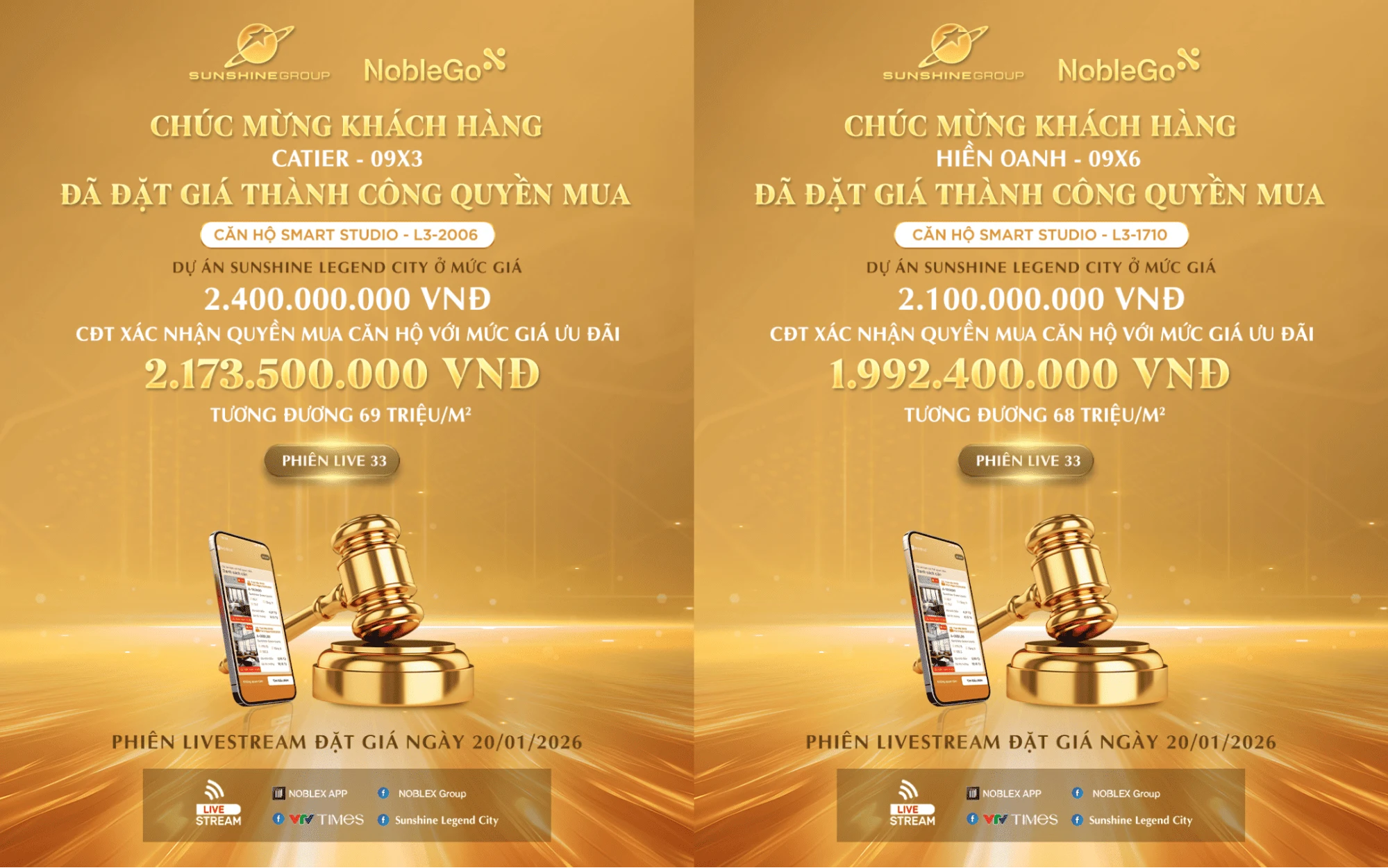 Khách trả 7x triệu/m2, Sunshine Group chốt quyền mua căn hộ chỉ 6x triệu/m2 trên sóng livestream 20/1